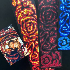 Stickers flammes/roses roses shocking/coréens · Déco Toploader · Kpop Polco · Ensemble d'autocollants · Journal