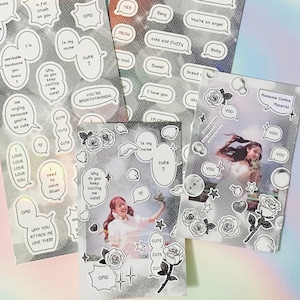 Polcos overlay · Romantic manga material Toploaders film · sticker pack / Shocking Pink Rose / kpop deco stickers