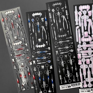 Herramientas dentales · Halloween, sangre, diente, inyector / Rosa rosa impactante / Pegatinas coreanas · Decoración de carga superior · Kpop Polco · Juego de pegatinas · Diario
