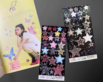 Pegatinas de estrellas brillantes: álbum de recortes decorativo de Kpop Y2K