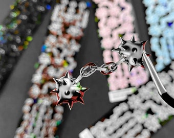 Set de pegatinas Morningstar: Calcomanía holográfica de arma gótica de cristal, corazón metálico con pinchos