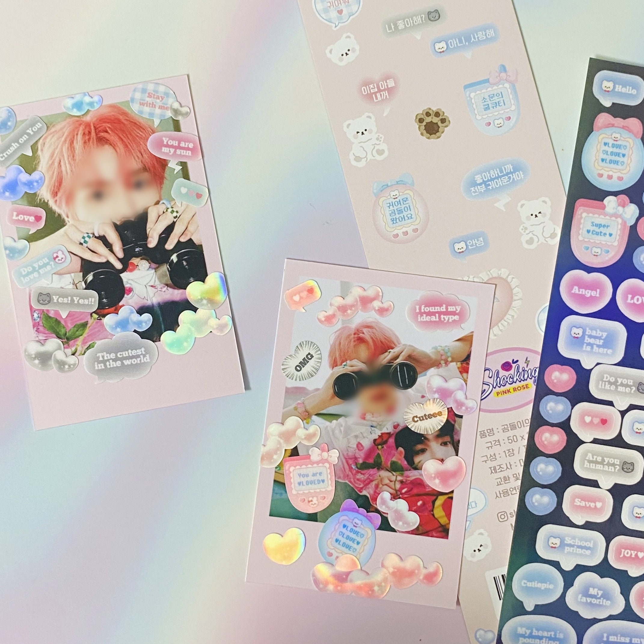 Soching Sticker Angel Heart / Shocking Pink Rose / Korean Stickers · Toploader Deco ...