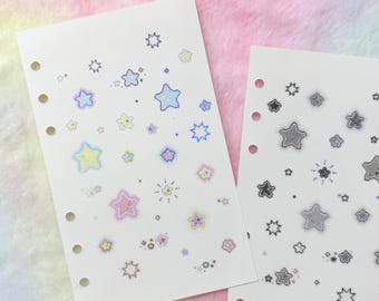 Rollo de cinta adhesiva PET troquelada con diseño de estrella holográfica y burbujas (25 mm x 5 m)