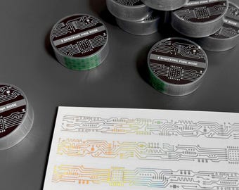 Second Circuit — Cinta adhesiva decorativa PET Washi con núcleo de fallos, 15 mm x 5 m - Cyberpunk