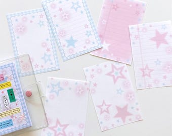 Lindo juego de insertos de planificador con estrellas (A6 y A7, sin perforar, con rayas y estampados)