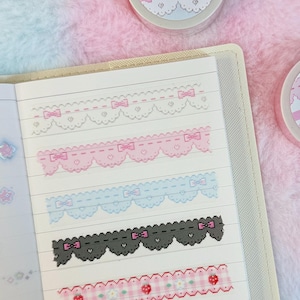 Cinta washi con ribete de encaje de píxeles, 15 mm x 10 m / Scrapbooking · Diario / Tienda de pegatinas coreanas