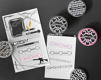 Chain · Heart Chain Washi Tape: Korean Stationery - Silver, Pink, or Set