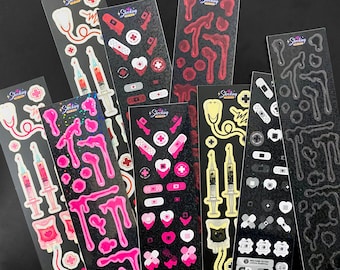 Love hospital / Band-Aid, Syringe, Blood / Shocking Pink Rose / Korean stickers · Toploader Deco · Kpop Polco · Sticker Set · Journal