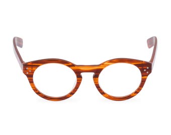 Handmade Round Retro Style Acetate Flynn Eyeglasses: Amber