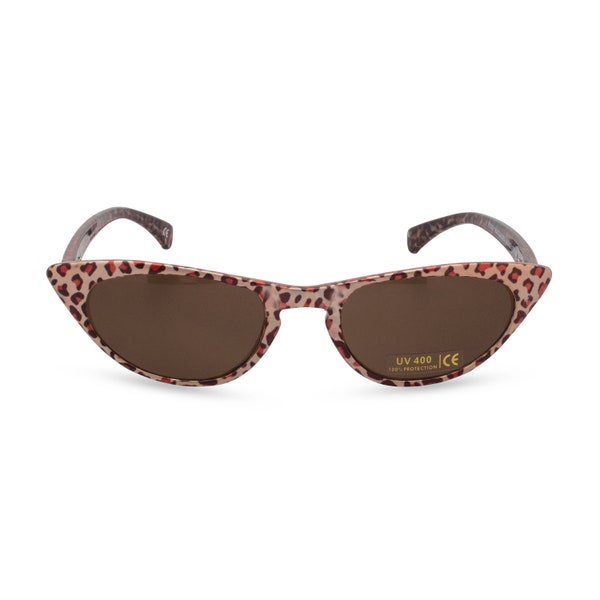 1950s 60s style CAT EYE sunglasses NEW made to original vintage design 'Peggy'' Rockabilly in Bronze Leopard