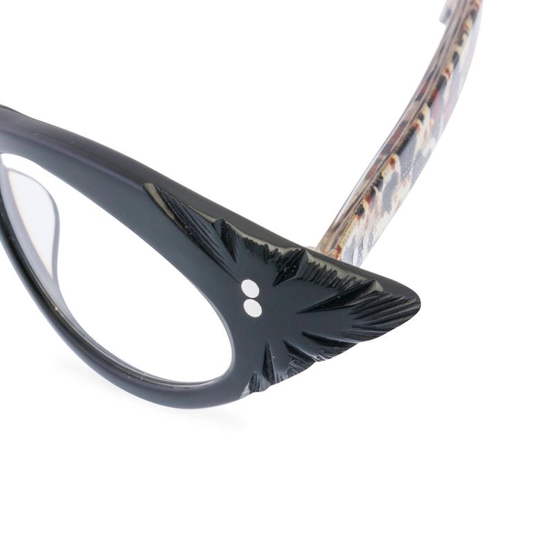 1950s Rockabilly cat eye 'GINA' Black & Leopard. Reading strength or reglaze to your optical prescription image 3