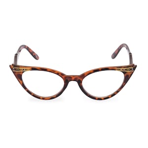 Sassy retro cat eye 50s style reading glasses with diamante studded tips. Ready for your prescription lenses, &#39;Betty&#39; in tortoiseshell