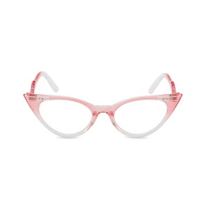 Sassy retro cat eye 50s style reading glasses with diamante studded tips. Ready for your prescription lenses, &#39;Betty&#39; in pink