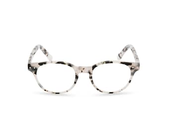 Klassische 40er Jahre Stil HANDMADE Brille 'MILLER' in Grau Marmor für Männer & Frauen. Einzigartiges doppellagiges italienisches Acetat. Bilderrahmen oder Lesegeräte