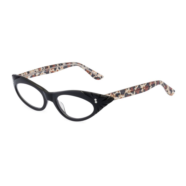 1950s Rockabilly cat eye 'GINA' Black & Leopard. Reading strength or reglaze to your optical prescription image 2