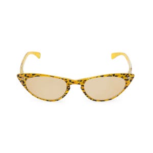 1950s 60s style CAT EYE Sunglasses Crystal Yellow Leopard NEW made to original vintage design &#39;Peggy&#39;