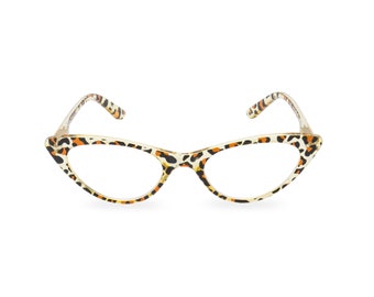 Cateye Leopard Print Glasses Frame: Retro 1950s 'Gidget' Style