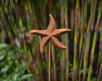 Rusty Starfish Seaside Plant Stake