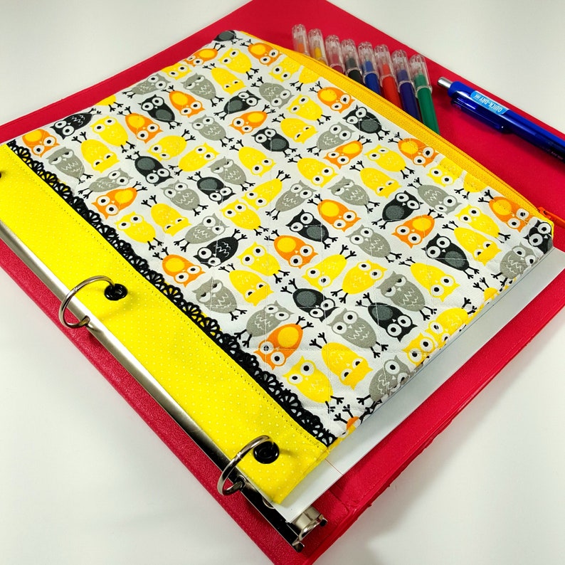 Pencil Pouch for 3 Ring Binders Yellow Owls Binder Inserts Etsy
