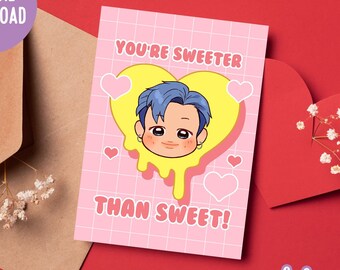 Printable BTS Valentines Day Card / Instant Download / 5x7 inch Greeting Card / Valentine for BTS Army / RM / Namjoon / Rapmonster