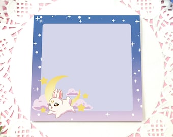 Moon Bunny Notepad / 50 Sheets / Cute Stationery / To Do List / Memopad / Kawaii / Magical Girl /