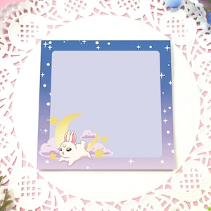 Moon Bunny Notepad / 50 Sheets / Cute Stationery / To Do List / Memopad / Kawaii / Magical Girl /