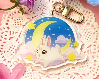 Moon Bunny Keychain / Kawaii / Magical Girl / Anime Inspired / Bag Charm / Cute Rabbit