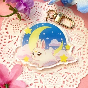 Moon Bunny Keychain / Kawaii / Magical Girl / Anime Inspired / Bag Charm / Cute Rabbit