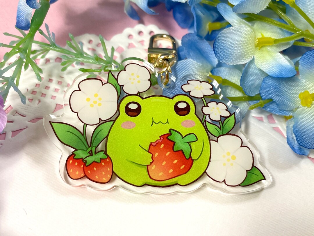 Strawberry Frog Keychain / Frog Gift / Cute / Cottagecore / Woodland