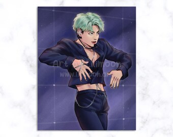 Mint Jungkook - Art Print - 14 x 11" / BTS Fan Art Print / 방탄소년단 / Illustration / Gift