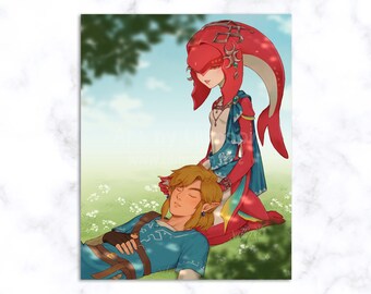 Repose - Art Print - 14 x 11" / LOZ / TOTK / BOTW / Fan Art / Video Game Art / Zora / MiphLink / Mipha / Romantic