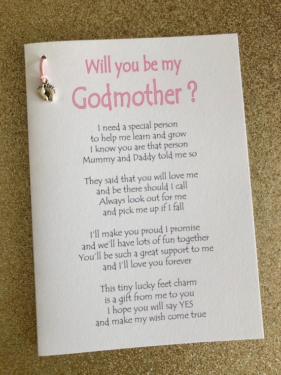 Will You Be My Godmother Godfather Godparents Card Pink Blue Etsy
