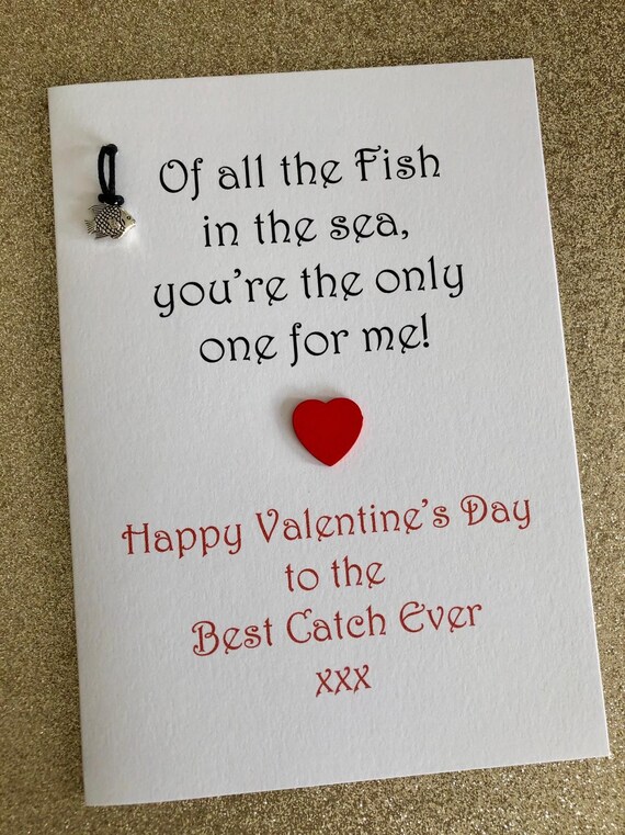 Personalised First Valentines Card Fish in Sea Husband Wife Girlfriend Boyfriend