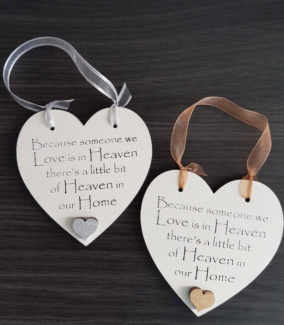 Because someone we love is in heaven heart plaque home memorial funeral gift
