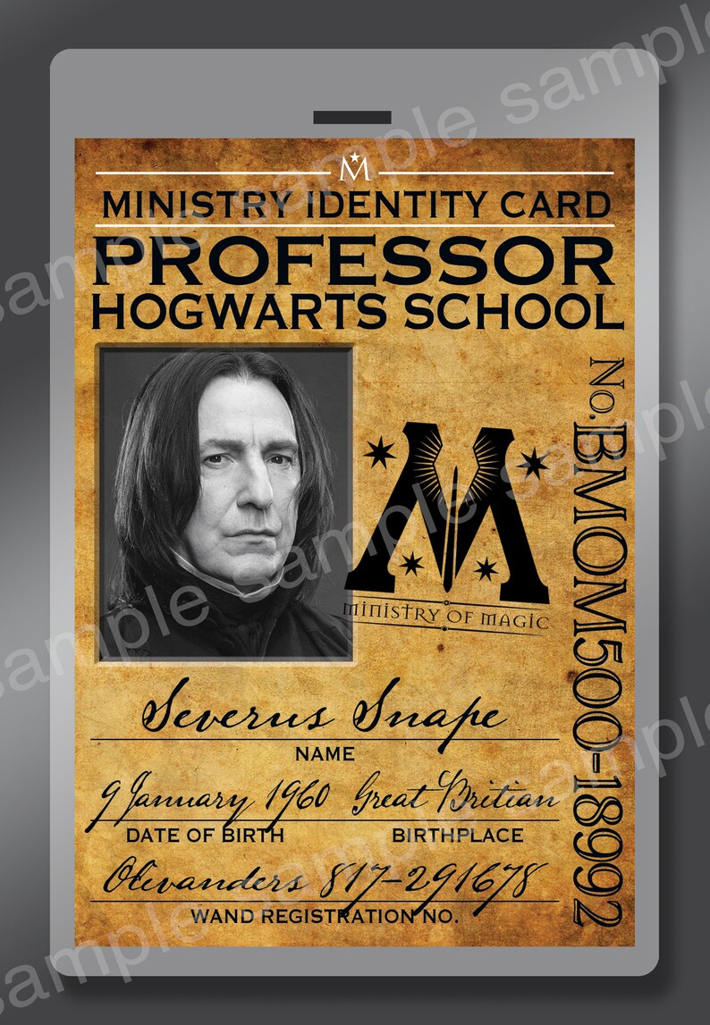 New Harry Potter Ministry of Magic ID Badge for Severus Snape | Etsy