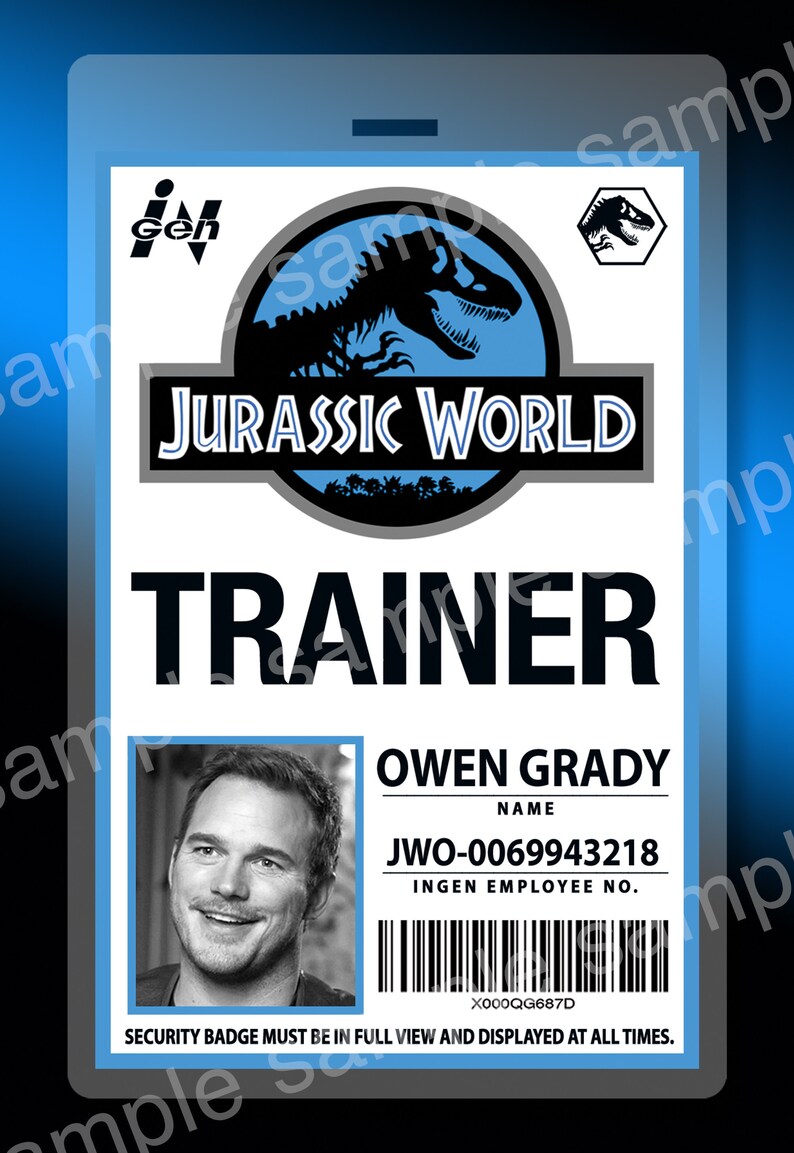 Jurassic World Owen Grady Trainer Replica Security ID Badge | Etsy