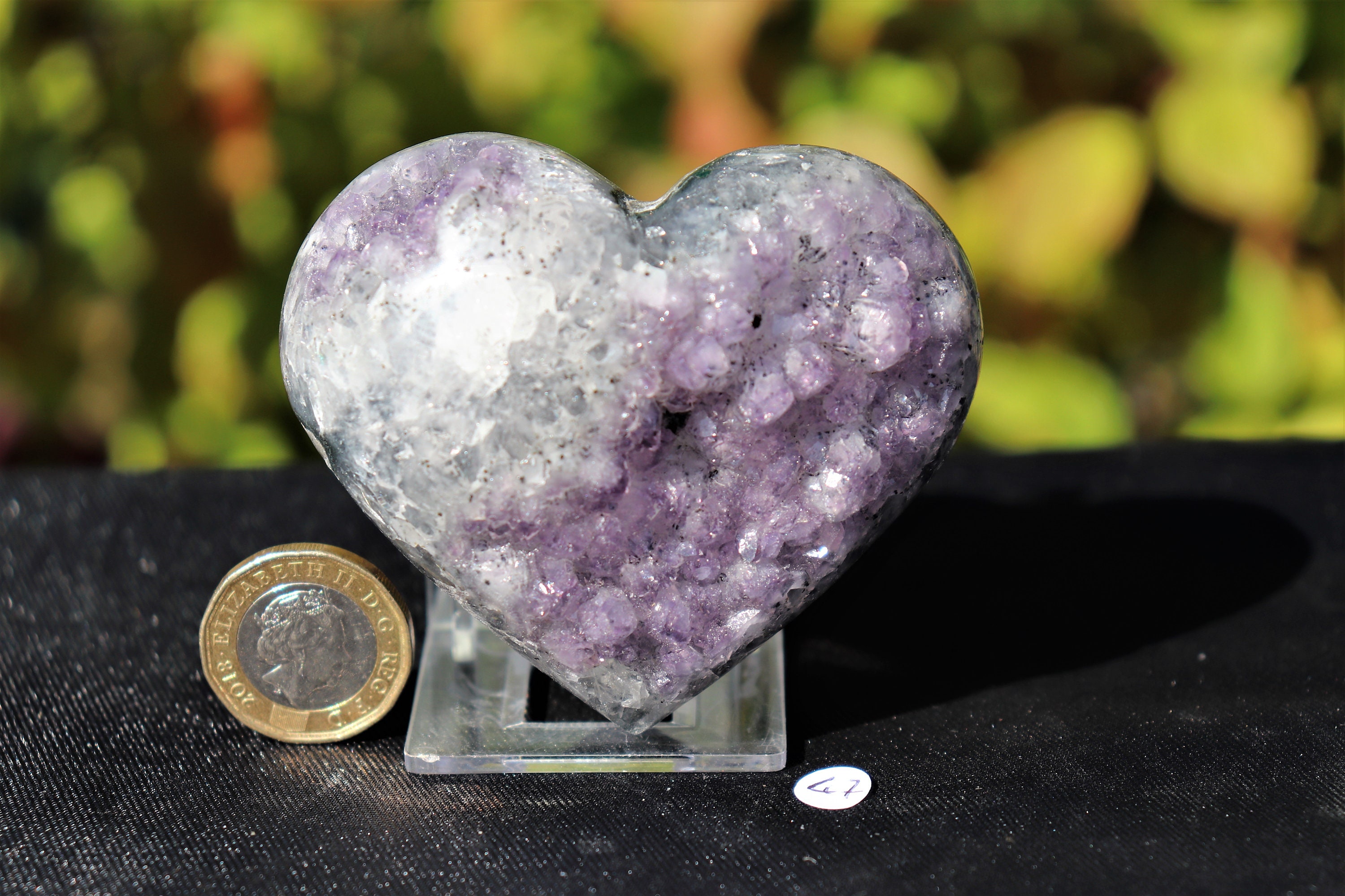Black Amethyst Crystal Heart Quartz Geode Great Gift 44