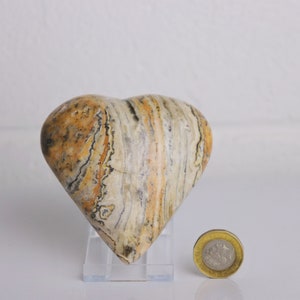 36) Bumble Bee Calcite Crystal Heart  8cm