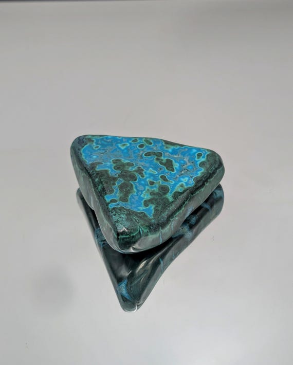 Chrysocolla Howlite Pyramid - Medium Size (1.57") - Blue Green Crystal For Serenity & Balance - View #10