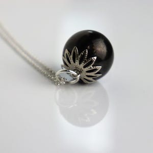 281) shungite  sphere crystal necklace pendant - 925 silver chain