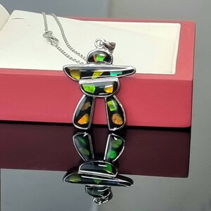 Ammolite Crystal Silver Necklace