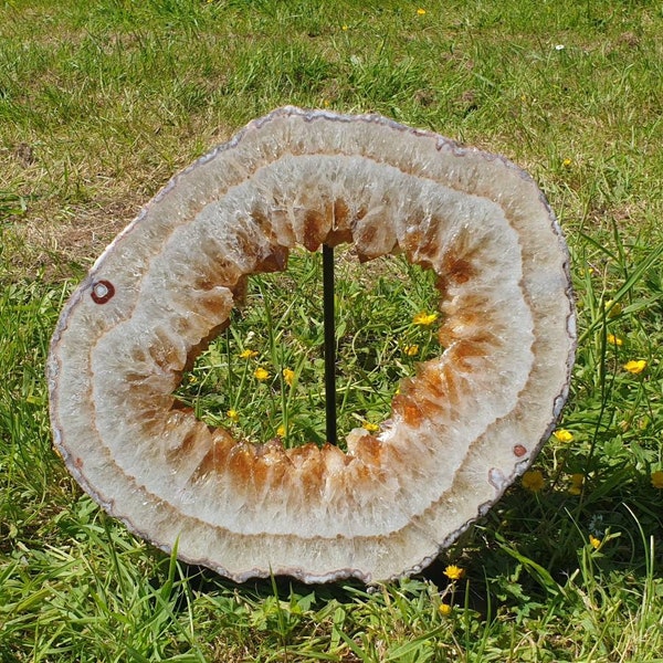 2) Large Citrine Crystal Ring Geode