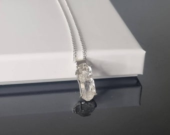 112) Herkimer Diamond Quartz Crystal Necklace 925 Silver