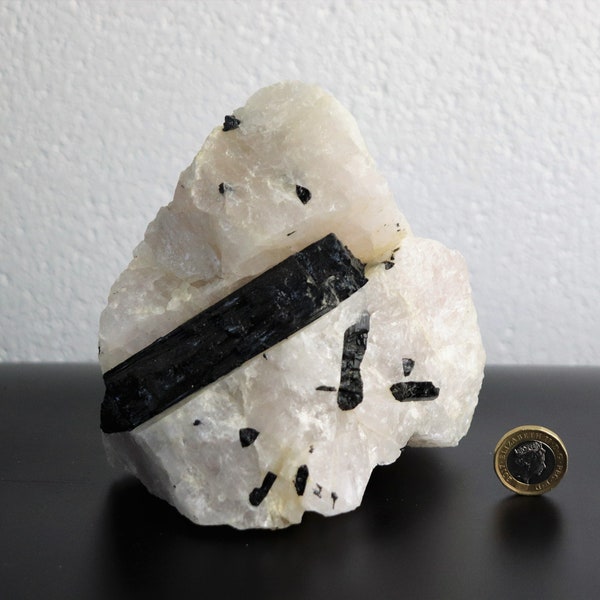 1) Large Black Tourmaline Crystal In Quartz -  Tourmalated Quartz