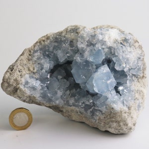 15) Large Blue Celestite Crystal Geode Raw Natural Mineral High Grade Celestine