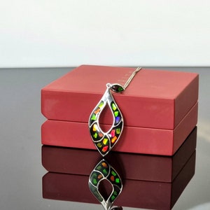 Ammolite Crystal Silver Necklace