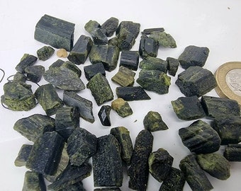 Small green tourmaline crystal chips 50g bags - arts crafts