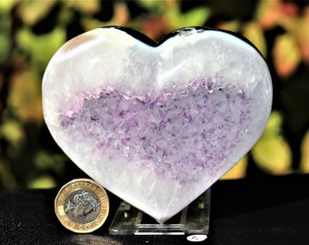 Amethyst Crystal Heart: Polished Purple Quartz Geode #34