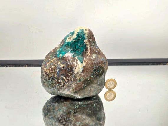 大型研磨ダイオプテーズ結晶｜コレクター向け標本｜天然宝石鉱物展示