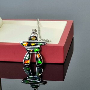 Ammolite Crystal Silver Necklace